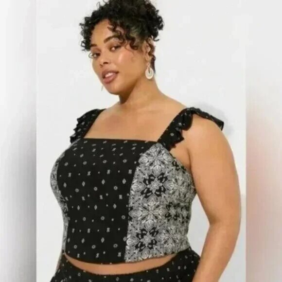 torrid Tops - NWT TORRID Challis Smocked Ruffle Trim Crop Top